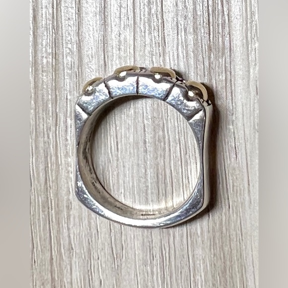 Vintage Designer David & Ronnie Sterling Silver & 14K Gold Band Ring, Size 7.5 - Picture 6 of 11